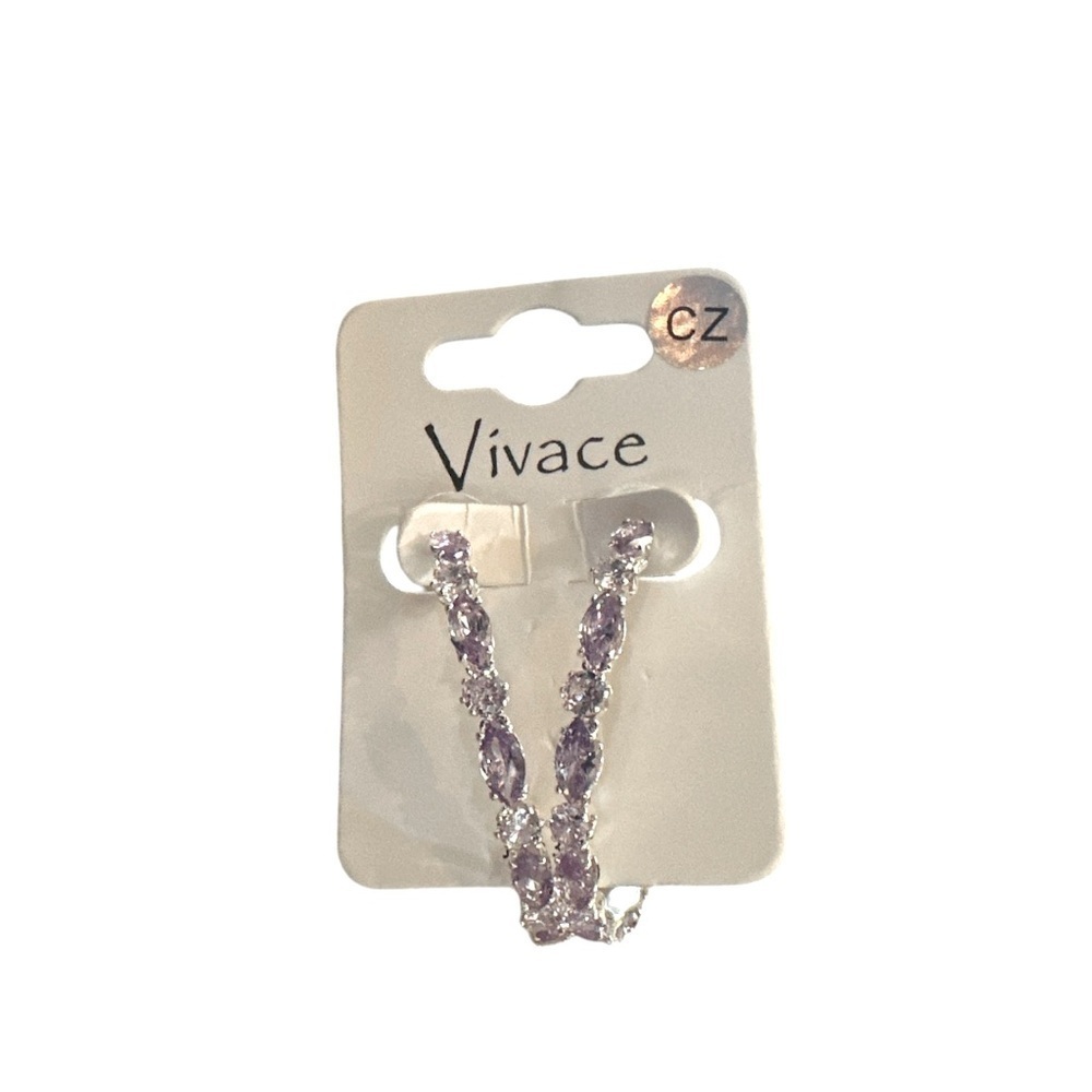 Vivace CZ Hoop Earrings | Lavender & Silver | 2” Diameter | New on Card